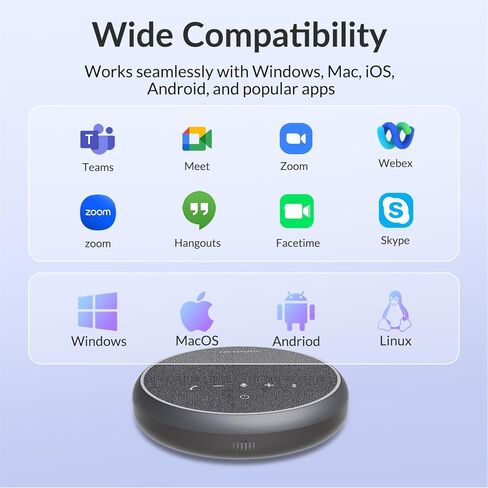 مكبر صوت للمؤتمرات، 3 ميكروفونات AI لالتقاط الصوت بزاوية 360 درجة، إلغاء ذكي للضوضاء، مكبر صوت محمول لمكالمات الفيديو، المكتب المنزلي واجتماعات الفريق الصغيرة in Kuwait