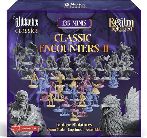 Classic Encounters II - 135 Monsters & Encounters for DND Miniatures Bulk & Dungeons Dragons | 28mm Unpainted DND Minis | D&D Figures Miniatures for RPG Tabletop Gaming | Pathfinder I Realm Reforged in Kuwait