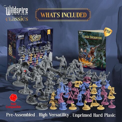 Classic Encounters II - 135 Monsters & Encounters for DND Miniatures Bulk & Dungeons Dragons | 28mm Unpainted DND Minis | D&D Figures Miniatures for RPG Tabletop Gaming | Pathfinder I Realm Reforged in Kuwait