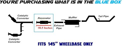 Exhaust Resonator Pipe Compatible with Ford F-150 2011-2014 5.0L/6.2L 145"WB | Stainless Steel | Northeastern Exhaust | Includes Clamp & Bolt Kit | Direct-Fit Replacement in Kuwait