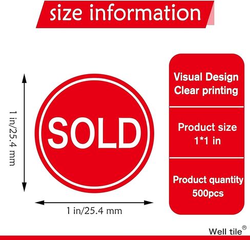500 PCS Sold Stickers Small Round Sold Point of Sale Pricing Labels 1 Inch Self-Adhesive Inventory Control Labels Sold Sign for Shop Yard Sale Retail Store in Kuwait