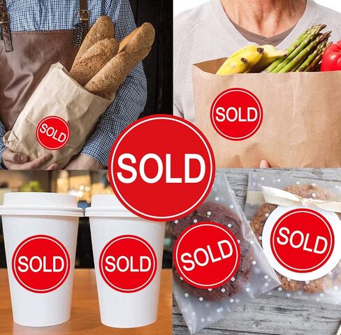 500 PCS Sold Stickers Small Round Sold Point of Sale Pricing Labels 1 Inch Self-Adhesive Inventory Control Labels Sold Sign for Shop Yard Sale Retail Store in Kuwait