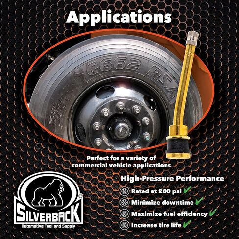 صمام إطار الشاحنة Silverback TR572 مع انحناء 13 درجة. صمام الشاحنة النحاسي مصنوع من النحاس الفاخر والمطاط المقاوم للأوزون EPDM. حزمة من 25. in Kuwait