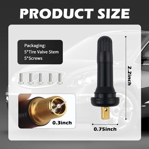 5PCS 20008 TPMS Valve Stem Replacement Kit,Snap-in Tubeless Valve Stems Compatible with Buick Cadillac Chrysler,Tire Valves Stems Car Accessories for Tire Pressure Monitor in Kuwait