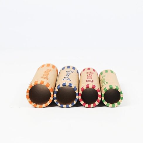 ESSENTIAL 100 Pcs Assorted Heavy Duty Preformed Coin Wrappers Rolls - Quarters, Pennies, Nickels and Dimes, Standard Size for Banks, Stores & Offices (Total 100 PCS) in Kuwait