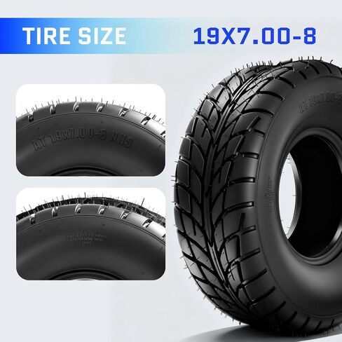 مجموعة إطارات 19x7-8 ATV/UTV مكونة من 2، إطارات دراجة صغيرة مقاس 19x7x8، إطار طين وممر 6PR لجميع التضاريس، بدون أنبوب، مقاوم للثقب، مداس اتجاهي in Kuwait