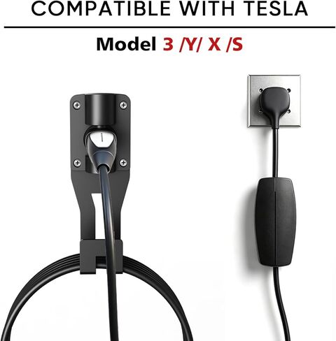 SEVEN SPARTA Charging Cable Holder with 180° Swiveling Holster, Compatible with Tesla Model 3 Model Y Model X Model S Charger Cable Organizer Car Accessories Wall Connector (Black) in Kuwait