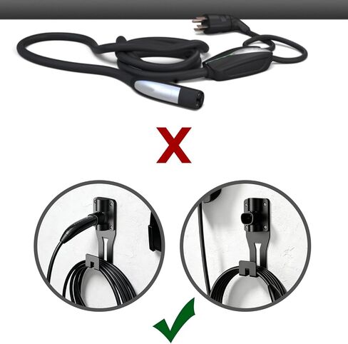 SEVEN SPARTA Charging Cable Holder with 180° Swiveling Holster, Compatible with Tesla Model 3 Model Y Model X Model S Charger Cable Organizer Car Accessories Wall Connector (Black) in Kuwait