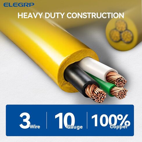 سلك محول ELEGRP NEMA 10-30P إلى 14-50R لشحن المستوى 2 EV، قابس مجفف 1 قدم 30 أمبير إلى محول وعاء 50 أمبير، كابل تمديد عالي التحمل 10 قياس STW متوافق مع طراز Tesla 3/Y/S/X in Kuwait