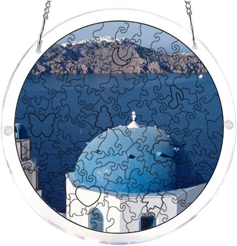 7.4in 83Pcs Handmade Craft Suncatcher Kit Santorini Blue Domes Serenity Relax Handmade Gift for Family and Friends in Kuwait