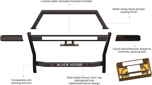 Black Horse Rambler Grille Guard Modular Black Compatible with 2010-2024 Toyota 4Runner-RAGT20 in Kuwait