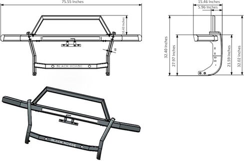 Black Horse Rambler Grille Guard Modular Black Compatible with 2010-2024 Toyota 4Runner-RAGT20 in Kuwait