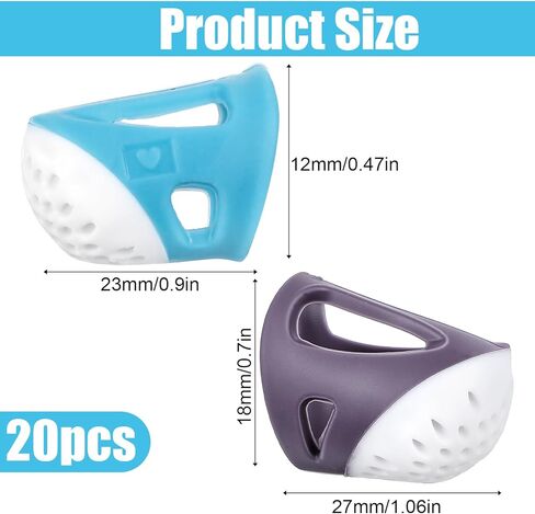 Thimble Finger Protector Set - 20 Pcs Silicone Thimble Fingertip Grips, 2 Different Sizes Colors, Non-Slip Thimbles for Hand Sewing & Embroidery, Sewing Finger Protector in Kuwait