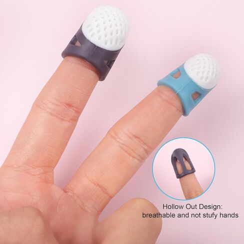 Thimble Finger Protector Set - 20 Pcs Silicone Thimble Fingertip Grips, 2 Different Sizes Colors, Non-Slip Thimbles for Hand Sewing & Embroidery, Sewing Finger Protector in Kuwait