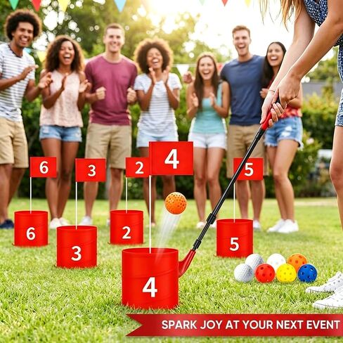 Premium Backyard Golf Game Set – Ultimate 6-Hole Outdoor Course with 2 Upgraded Adjustable Clubs, 12 Practice Balls & Carry Bag – Fun Lawn & Tailgate Games for Adults, Family, Camping in Kuwait