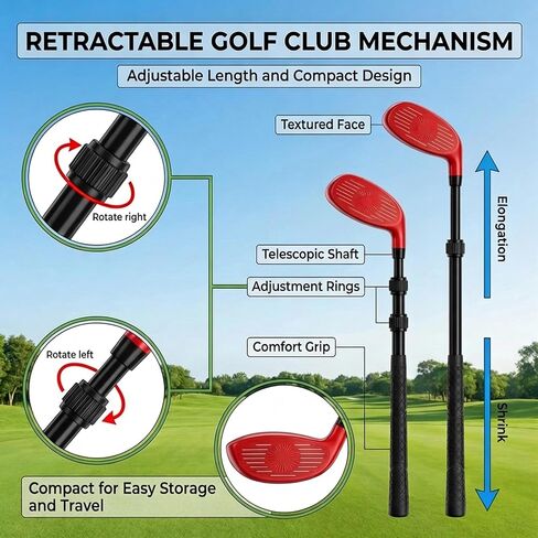 Premium Backyard Golf Game Set – Ultimate 6-Hole Outdoor Course with 2 Upgraded Adjustable Clubs, 12 Practice Balls & Carry Bag – Fun Lawn & Tailgate Games for Adults, Family, Camping in Kuwait