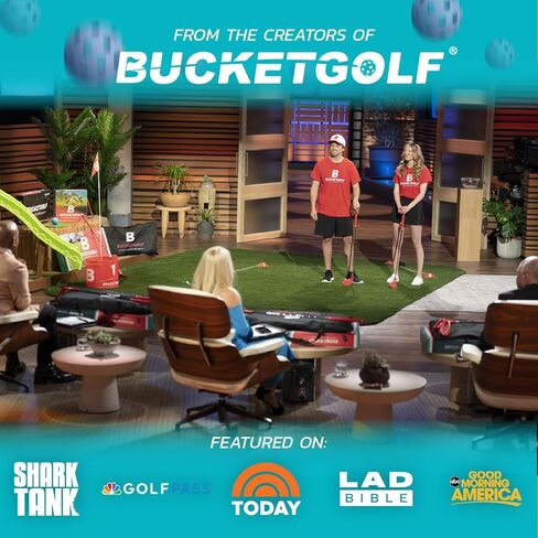 لعبة PopPong Yard Golf Chipping - لعبة الباب الخلفي في الهواء الطلق، لعبة الشاطئ والفناء الخلفي لجميع مستويات المهارة. 12 دلو، 2 سجادة عشب، 2 مضارب قابلة للطي، 4 كرات، تتضمن حقيبة حمل in Kuwait