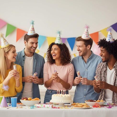 6 قطع قبعات عيد ميلاد للبالغين، قبعة عيد ميلاد سعيد مع كرات بوم ثلاثية الأبعاد ملونة، قبعة حفلات أعياد الميلاد المخروطية للنساء والرجال، دعائم الصور، مستلزمات الاحتفالات والحفلات in Kuwait