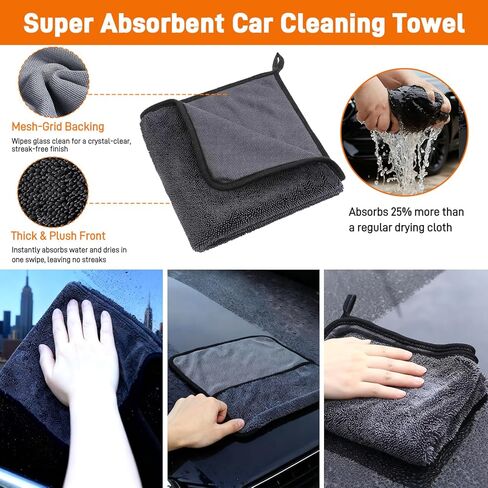 XINDELL Windshield Cleaner Tool, Extendable Car Window Cleaning Kit with 360° Rotating Head, All Purpose 10pcs Interior Exterior Glass Cleaner for Cars Trucks SUVs, with Microfiber Pads & Towels in Kuwait