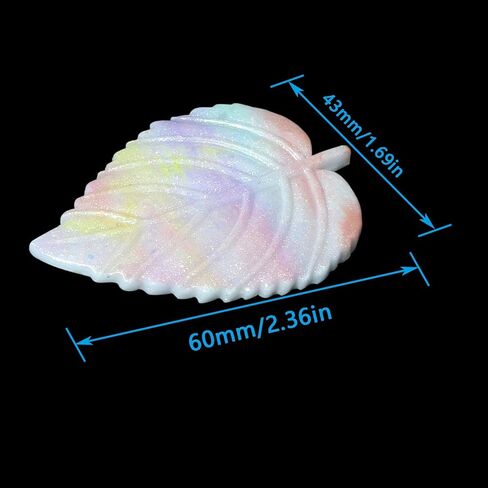 10PCS Wall Leaf Ornament Luminous Resin Simulation Leaf Glossy Rainbow 60x43mm for DIY Handmade Hair Accessories Gift Bag Patch Garden Decoration in Kuwait