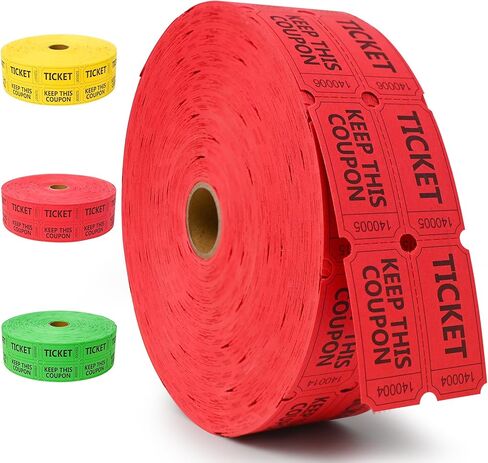 ESSENTIAL 4000 Pcs (2000 Pairs) Raffle Tickets Double Roll, Red Raffle Tickets Roll with Name and Phone Number, for Raffle, Events, Classroom, Entry, Class Reward & Door Prize (Red) in Saudi Arabia