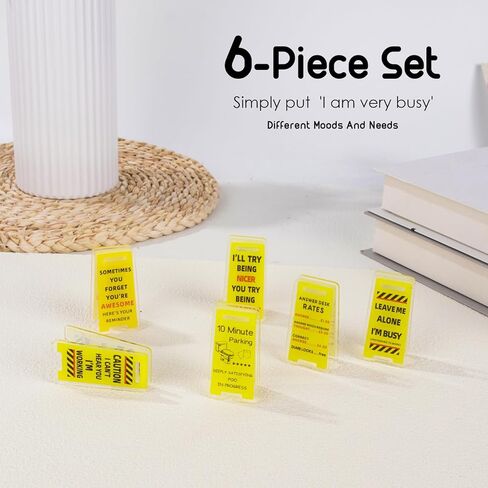 Funny Sticky Note Holder - 6 Pack Note Holder Clips, Overstimulated Desk Sign for Office, Hilarious Desk Signs for Coworkers, Perfect Funny Office Gifts (Yellow) in Kuwait