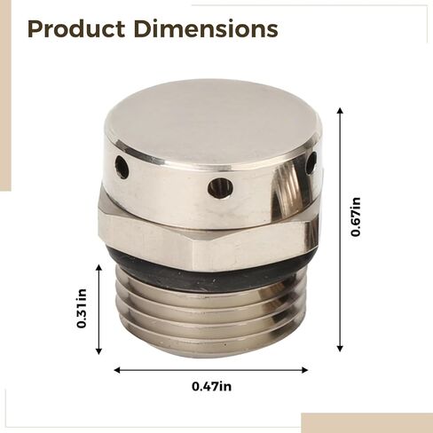 2 Pcs Nickel-Plated Brass M12X1.5 Breather Vent Gate, 0.8 in/2 cm Compact, 288 ml/min Airflow, Waterproof in Kuwait