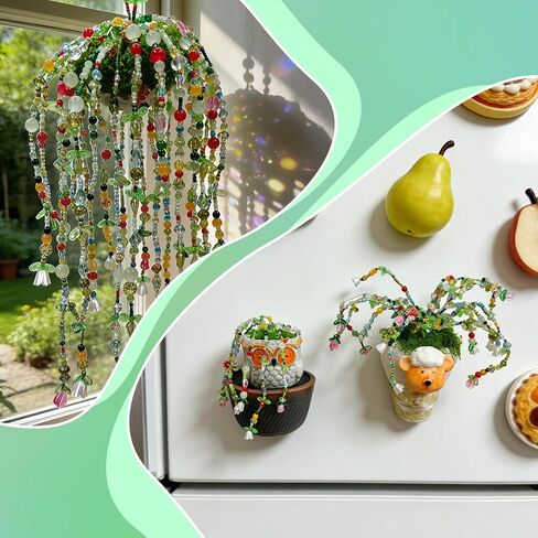 مجموعة نباتات مطرزة بالزجاج الأخضر من YLINKZORMA، صناعة المجوهرات من الخرز النباتي إلى الأبد مع الزهور والأوراق والكريستال وصناعة النباتات المطرزة والحرف اليدوية اليدوية، هدية لعشاق النباتات in Kuwait