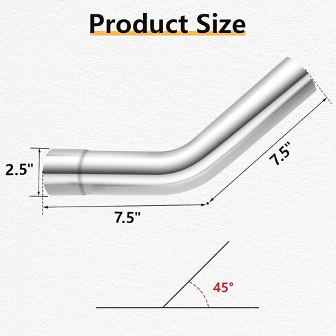 LCGP 2.5"OD 2 Pcs 45 Degree Exhaust Tube Made of High Quality Stainless Steel DIY Exhaust Pipe in Kuwait