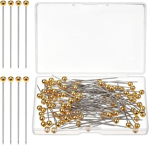 100 PCS Gold Pins Bouquet Pins Straight-Pins Sewing Gold Pin for Clothes with Pearlized Heads for Fabric Multipurpose Dressmaker Sewing Pin for Fabric Quilting Sequin Jewelry Decoration in Kuwait