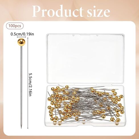 100 PCS Gold Pins Bouquet Pins Straight-Pins Sewing Gold Pin for Clothes with Pearlized Heads for Fabric Multipurpose Dressmaker Sewing Pin for Fabric Quilting Sequin Jewelry Decoration in Kuwait