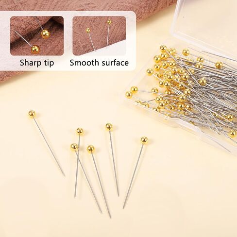 100 PCS Gold Pins Bouquet Pins Straight-Pins Sewing Gold Pin for Clothes with Pearlized Heads for Fabric Multipurpose Dressmaker Sewing Pin for Fabric Quilting Sequin Jewelry Decoration in Kuwait