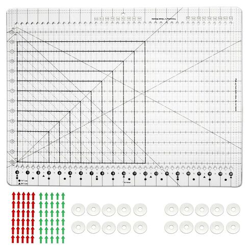 Upgrade Clear Stripology XL Slotted Quilting Ruler, 17-3/4" x 22" with Non-Slip Shatterproof Acrylic for Cutting Sewing Fabric Strips in Patchwork, Calibration Square Grid Template Marked up to 12.5" in Kuwait