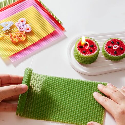 مجموعة صنع شمع العسل من CoolCrafts، 12 قطعة من أوراق شمع العسل بألوان مختلطة مقاس 8 × 8 بوصة مع فتائل، وقواطع الشمع للمشروعات اليدوية in Kuwait