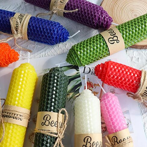 مجموعة صنع شمع العسل من CoolCrafts، 12 قطعة من أوراق شمع العسل بألوان مختلطة مقاس 8 × 8 بوصة مع فتائل، وقواطع الشمع للمشروعات اليدوية in Kuwait