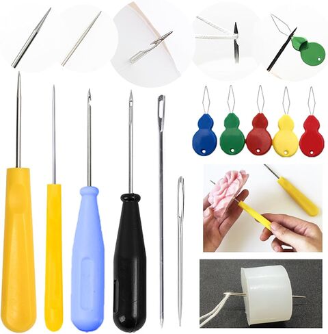 45PCS Candle Making Kit for Candle Drilling&Mold Punching,7.9" Extra Long Big Eye Needle Hand Twist Drill Bits Multi Sizes with Plastic Box,Candle Mold Punch Set with Hook Eye for Inserting Mold Wicks in Kuwait