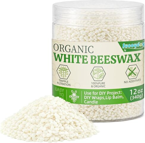 Beeswax Pellets 12oz, Beeswax Wraps for Food, Triple Filtered White Beeswax for Candle Making, Natural Beeswax for Beeswax Wraps & Pine Resin Food Wraps, Wax for Candle Making, DIY Projects, Stamps in Kuwait