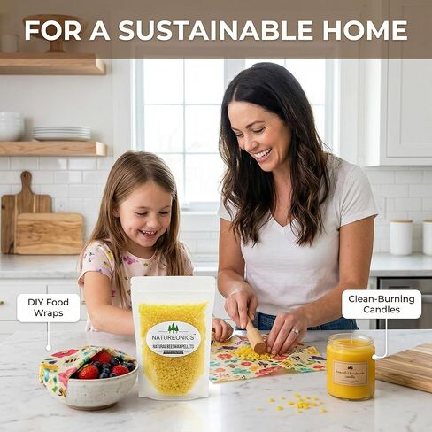 حبيبات شمع العسل الصفراء 400 جرام من Natureonics - 100% من حبيبات شمع العسل النقية والطبيعية من الدرجة التجميلية لصنع الشموع، ومرطب الشفاه DIY، والكريمات، واللوشن، وصناعة الصابون - خرزات ثلاثية مفلترة سهلة الذوبان (14.1 أونصة) in Saudi Arabia