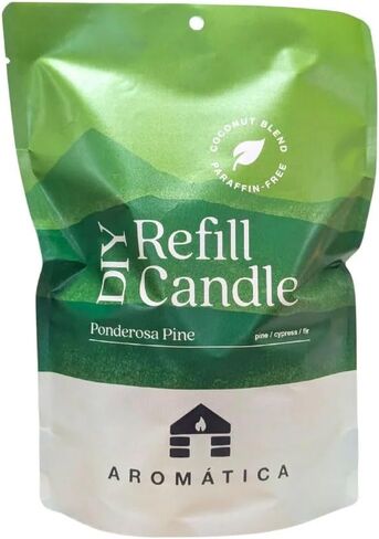 Bluecorn Aromática Ponderosa Pine Scented Candle Refill Kit – Pine, Fir Needle, Cedar & Cypress | Essential Oils | Clean-Burning Coconut Wax | 100% Compostable Pouch | DIY Candle Refill | Made in USA in Saudi Arabia