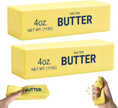 Butter Squishy Slow Rising Stress Relief Toy, Realistic Butter Stick Squeeze Toy, Non-Stick TPR Fidget Toy for Anxiety & Sensory Relief, Cute Desk Decor for Kids & Adults, Office & School (2PCS) in Saudi Arabia