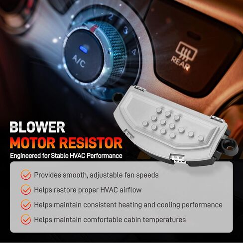 مقاوم محرك منفاخ HVAC متوافق مع Chrysler 300 Dodge Challenger Charger 2014-2017/2019-2023، Durango 2014-2025، Jeep Grand Cherokee 2014-2021، يستبدل # RU868، 68224171AA، 22958112 in Kuwait