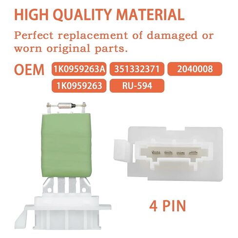 TOJIO 1K0959263A HVAC Blower Motor Resistor for VW - 2012-2019 Beetle, 2009-2013 CC, 2005-2018 Jetta, 2006-2010 2012-2015 Passat, 2006-2009 Rabbit, 2009-2017 Tiguan, 06-14 GTI, Replaces# RU-594 in Kuwait