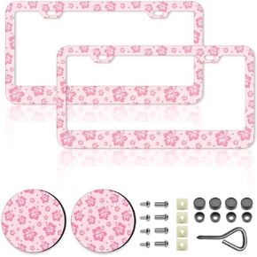 Polka Dots License Plate Frames，Polka dots Car Accessories for Women and Men ，Cute License Plate，Aluminum License Plate Frame Fits Standard US Vehicles Size 12.2 x 6 Inch (Black-Polka dots) in Saudi Arabia