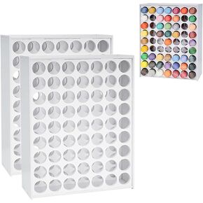 RQG 2 PCS Paint Organizer, 63 Holes Acrylic Paint Storage Holder, Vertical Wall Mounted Paint Organizer for 2oz Craft Paints in Kuwait