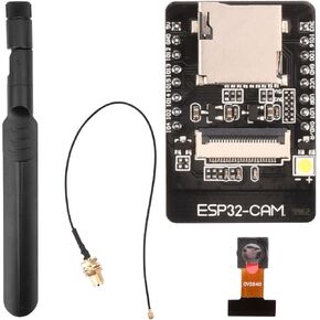 لوحة تطوير ESP32-CAM WF+BT معززة بواجهة هوائي خارجي + وحدة كاميرا OV2640 بدقة 2 ميجابكسل + هوائي ثنائي النطاق 8dBi + كابل IPEX إلى RP-SMA بطول 20 سم in Saudi Arabia