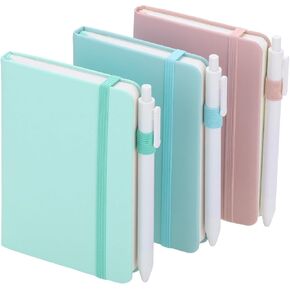 Thboxes 3 Pack Pocket Notebook Journals, 5.7" x 3.7" Hardcover Small Notepad College Ruled with Pen Holder, A6 Mini Notebook for Women Office School Work, Blue, Purple, Green in Kuwait