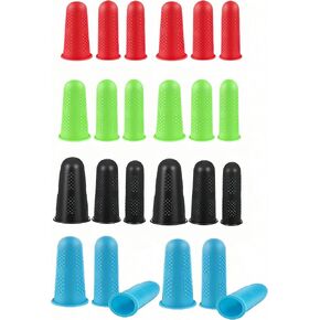 24Pcs 3Sizes Silicone Finger Protectors,Rubber Fingers Thimble Protectors Finger Guard Tips,Anti-Slip Finger Caps for Hot Glue Gun/Sewing/Sorting Paper/Ironing（Black,Red,Blue,Green） in Saudi Arabia