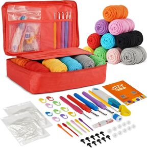 iptek Crochet Kit for Beginners Adults，Crochet Yarn for Beginners, 10colors Total Crochet Yarn Kits with Easy-to -See Stitches，Includes Basic Stitch Guide and extensive amigurumi Video tutorials. in Saudi Arabia