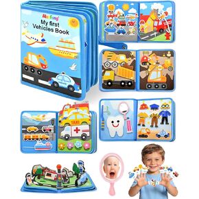 Vehicles Educational Book for Toddlers 1–3, Montessori Quiet Activity & Learning Book with Cars, Trucks & Firefighters, Educational Toy for Early Learning, Travel Toy for Car & Airplane Trips in Kuwait
