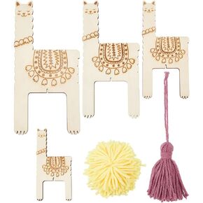 ORIGACH 4 Pcs 3 in 1 Wooden Llama Pom Poms and Tassel Maker -Knitting Tool -Loom Fluff Ball Making Knitting Craft Tool for Tassel Lace Knot Weaving Handicrafts in Kuwait